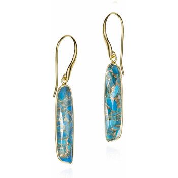 Jorge Revilla Pendientes Pendientes de gancho con turquesa de plata con baño de oro 18k para mujer