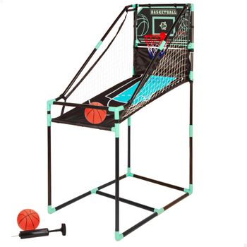 CB Games - Canasta de baloncesto con marcador electrónico, estructura metálica resistente de 64 x 100 x 150 cm, tablero decorado, incluye balones, ideal para interiores, juego activo, precisión,