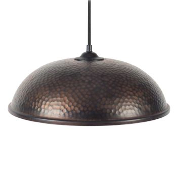 Lámpara de suspensión  cúpula metal negro pantalla negro y cobre