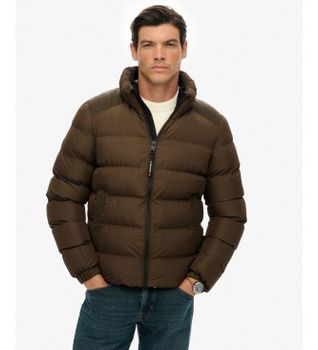 Superdry para hombre. M5012287A Chaqueta Sports Puffer marrón (M), Casual, Poliéster