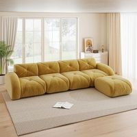 sofa modular de esquina en forma de l 4 plazas con reposapies base antideslizante color amarillo sin montaje requerido