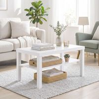 mesa de centro de mdf homcom 90x45x445 cm-blanco
