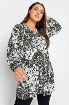 Yours Blusa Negra De Hojas, Mujer Curvy Y Tallas Grandes, Yours