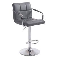 taburete de bar reposapies en sintetico gris patas trompeta en metal cromado tdb10520