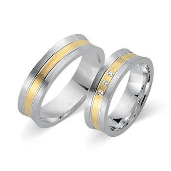 Alianzas 14 quilates oro amarillo-blanco 3 diamantes