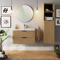 mueble de bano 80 cm dovre 2 cajones roble t-bath incluye lavabo