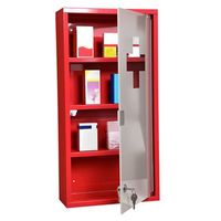 botiquin de pared de acero con 3 estantes y cerradura 30 x 12 x 60 cm  rojo