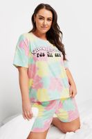 yours pijama corto tie dye en tonos pastel
