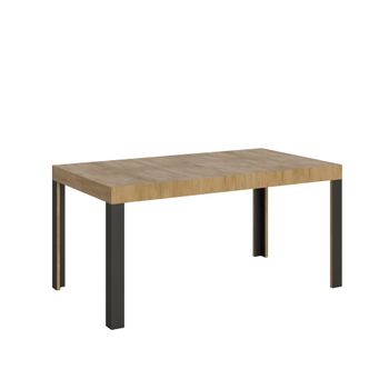 Mesa extensible 80x160/244 cm efecto madera roble natural, hierro