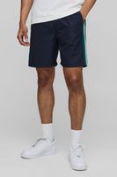 pantalon corto holgado con cintura elastica y colores en bloque navy
