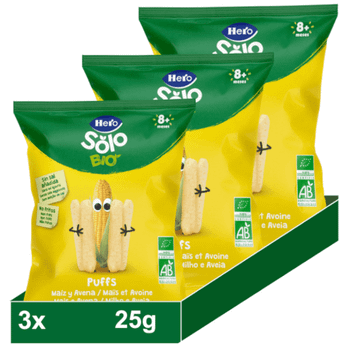 Hero Solo Puffs de Maíz y Avena Ecológicos +8m 4x38 gr