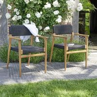 2 sillones de jardin de madera teca maciza y cuerda negros