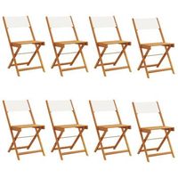 pack 8 uds sillas jardin  silla de exterior  sillon plegables tela madera maciza y tela crema
