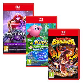 Pack Kirby y la Tierra Olvidada + Donkey Kong Bananza + Metroid Prime 4 Beyond - Nintendo Switch 2 - Nuevo Precintado - PAL España