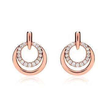 Pendientes círculos plata 925 oro rosa circonita