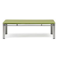mesa de centro moderna 130x70x38cm estructura cromada y cristal templado verde