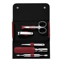 zwilling classic inox manicure set r 5 pcs leather pouch - red