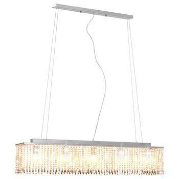 Lámpara De Techo Con Cuentas De Cristal Plateado 104 Cm E14 Vidaxl