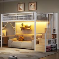 cama alta infantil de 90 x 200 cm con escalera y almacenaje integrado