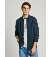 pepe jeans para hombre pm308836 camisa pique fit slim abel marino m casual algodon manga larga