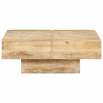 Mesa De Centro 80x80x28 Cm Madera Maciza De Mango Con Acabado Natural - Marrón