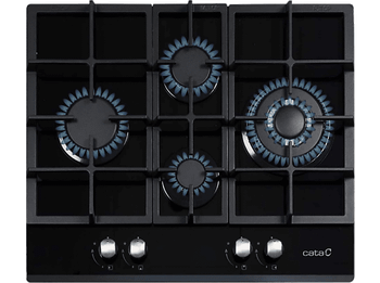 Placa de gas - Cata LCI 6031, 4 zonas, Gas Natural, 64 cm, Negro