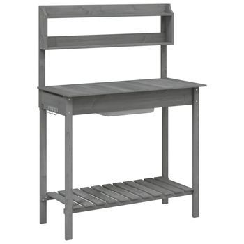 Mesa Para Macetas Con Fregadero Abeto Gris 147,5x44x139,5 Cm Vidaxl
