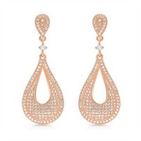 pendientes de plata chapada en oro rosa con micro pave