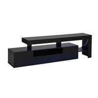 mueble tv negro de 192 cm con led y almacenamiento para televisores de hasta 85 pulgadas