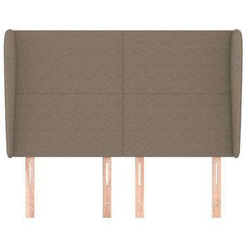 Cabecero Cama Mueble De Dormitorio Con Orejas De Tela 147 X 23 X 118/128 Cm Gris Topo M02_0003425