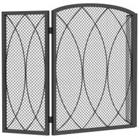homcom protector contra chispas metalico plegable geometrico de 3 piezas proteccion resistente al calor para chimenea negro