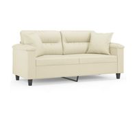 vidaxl sofa de 2 plazas con cojines cuero sintetico color crema 140 cm
