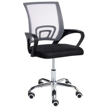 Silla De Oficina Escritorio Giratoria Con Altura Regulable Negro Y Blanco Solid