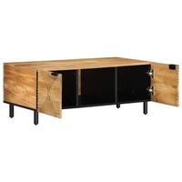 mesa de cafe - mesa de centro madera maciza de mango negra 100x54x40 cm marron