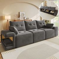 canape 3 places modulaire avec larges accoudoirs estilo cloud rangement integre espacio acolchado para animales y 2 cojines gris
