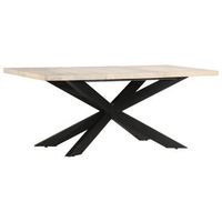 mesa de comedor madera maciza de mango blanqueada 180x90x76 cm vidaxl