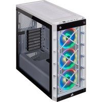 corsair icue 465x rgb atx mid-tower pc case - white white