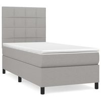cama individual  cama box spring  cama para adultos con colchon tela gris claro 90x200 cm