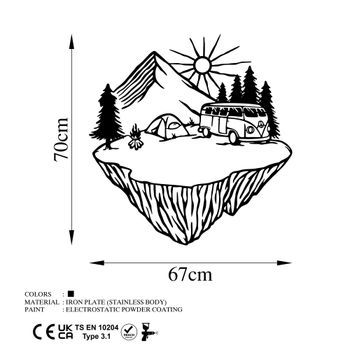 Decoración Pared De Metal Landscape Camp Negro 67x70 Cm