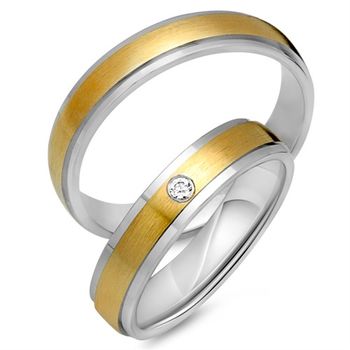 Alianzas 8 quilates oro blanco amarillo con diamante
