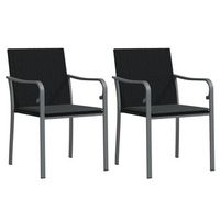 pack 2 uds sillas jardin  silla de exterior  sillon y cojines ratan sintetico negro 56x59x84 cm
