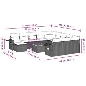 Conjunto De Sofá De Patio (incluye Cojines, Combinación De 13 Piezas)