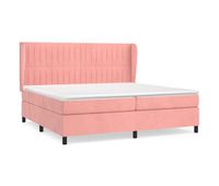 cama box spring con colchon terciopelo rosa 200x200 cm rayas verticales