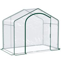 outsunny invernadero exterior con entrada con cremallera y toma de aire superior en plastico y acero 180x100x152 cm transparente   aosom espana