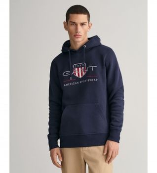 Gant para hombre. 2047082 Sudadera con capucha Archive Shield marino (M), Casual, Algodón