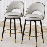 set de 2 taburetes de bar giratorios - mueble de cocina - metal y pu - gris 44x44x915cm
