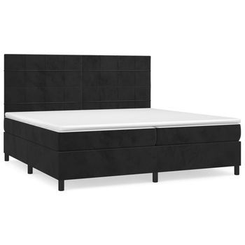 Cama Tapizada 203x200x128 Cm Terciopelo - Negro