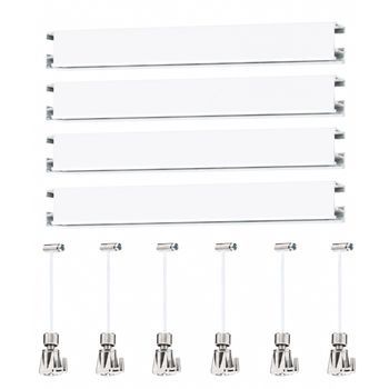 Eurohang Pack Colgar Cuadros Sin Agujeros 6m, Guías Aluminio Blanco O Plata, 6 Colgadores Automático Nylon Para Hogar Oficina