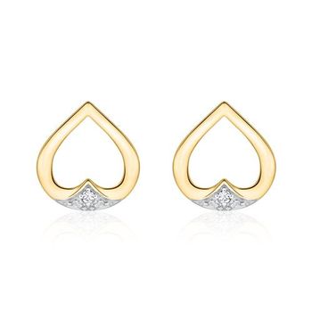 Pendientes corazón de oro 14 quilates con diamantes
