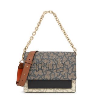 TOUS para mujer. 2001799554 Bandolera M.audree Chain K Icon Beige-Ne gris (OSFA), Casual, Poliuretano